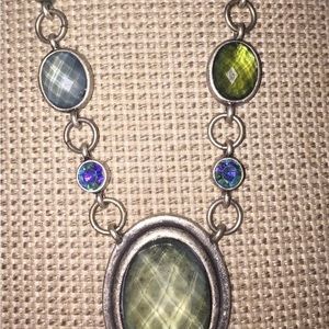 Lia Sophia Serenity Faceted
Crystal Necklace Green Blue
Matte Silver 16-19"Chain